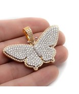 3Ct Simulated Diamond Butterfly Cluster Pendant 14K Yellow Gold Plated S... - £154.24 GBP