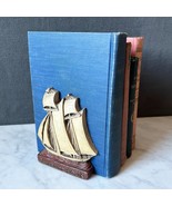 Vintage Sailing Clipper Ship Bookends Nautical Religious Jesus Savior Pi... - $52.01 CAD