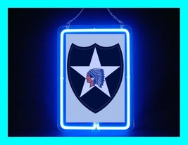 US Army Military 2ND Infantry Division Army Hub Bar Advertising Neon Sign - £63.38 GBP