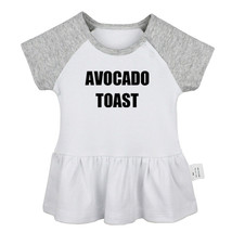 Casual Brief Style Avocado Toast Letter Print Baby Girl Dresses Infant Clothes - £9.38 GBP