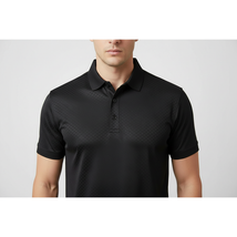 Men's Polo Shirt By Moderno Checker Satin Short Sleeves MJP-106 Black image 2