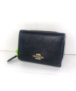 Coach Crossgrain Black Leather Wallet Trifold Small Compact Clutch F3796... - £63.45 GBP