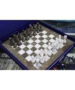 Handmade White &amp; Gray Marble Chess Board Classic Strategy Game Set, Marb... - £181.73 GBP