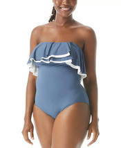 Coco Reef Contours One Piece Swimsuit Ruffled Slate Size 16/40D $136 - Nwt - £21.57 GBP