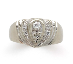Vintage Men&#39;s 14k White Gold Genuine Natural Diamond Ring Size 9.25 (#J6452) - £541.98 GBP