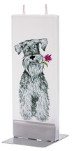 Flatyz Handmade Twin Wick Unscented Thin Flat Candle  - Black &amp; White Dog with F - £15.00 GBP