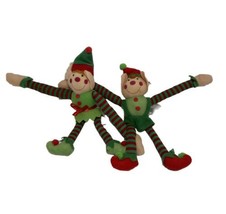 Oriental Boy and Girl Plush Elf Dolls Set of 2 Ornaments 9 inch Lot - £14.75 GBP