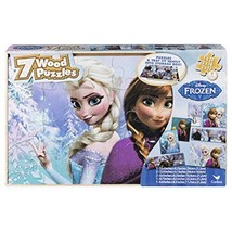 Disney Frozen Puzzle Wood Elsa Anna Olaf Storage Box 7 Puzzles New - £31.28 GBP