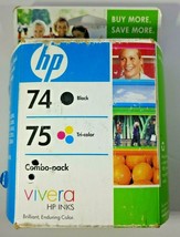 HP 74 75 Combo Pack Ink Cartridges August 2015 Open Box - £15.73 GBP