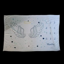 Baby Milestone Blanket Months Infant First Year Angel Wings Soft Star White Blue - £6.80 GBP