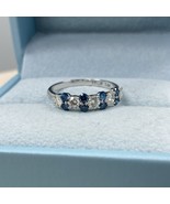 1 Carat Round Blue White Lab Grown Diamond Wedding Band 14k White Gold 13 Stones - $22,032.88 MXN