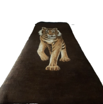 Reversible Tiger Cat Safari Weaves Acrylic Blanket 60”X 75” Brown Tan Throw USA - £18.64 GBP