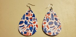 Faux Leather Dangle Earrings (New) Independence Day #22 - £4.44 GBP