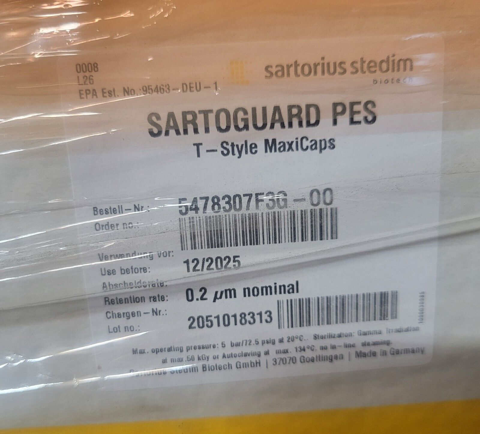 Sartorius 5478307F3G-00 Sartoguard  PES  T-Style  Maxicap  0.2µm  30&quot; - $369.00