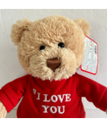 Gund Brown Plush Stuffed Bear In Red &quot;I Love You&quot; Brand New With Tags - £11.67 GBP