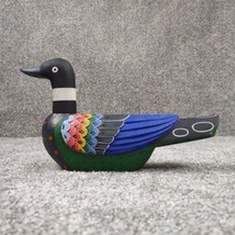 Vintage Korean Wedding Duck Hand Painted Carved Decoy Bright Colorful Fo... - $18.99