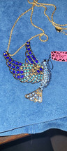 New Betsey Johnson Necklace Bird Blue Rhinestones Spring Collectible Decorative - £11.85 GBP