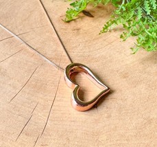 OTC Italy Thailand Rose Gold Over Sterling Silver Open Heart Pendant Nec... - $28.81