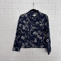 Vintage Pendleton Blazer Blue Floral Print Womens Small Cotton Spandex Pockets - £28.42 GBP