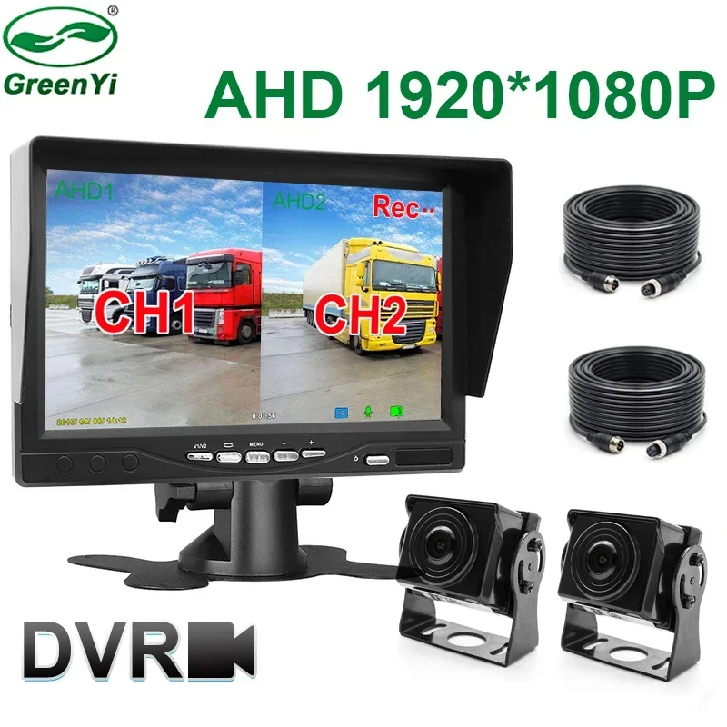 2CH 1920*1080P 7 Inch IPS Screen Car Truck Bus AHD DVR Monitor With Digital - £63.47 GBP+