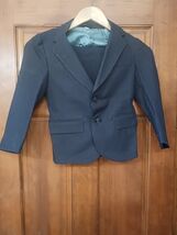Vintage 70s Giovanni Bellini Boys Suit Navy Pinstripe w/ Bow Tie USA Made - $85.00
