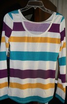 Derek Heart juniors multi-color striped stretch long sleeve sweater M 090 - £8.01 GBP