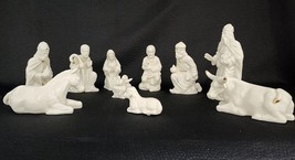 Glazed Bisque Nativity Set w/ Gold Accents Madison Avenue - COMPLETE IN ... - $46.71