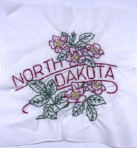 North Dakota Embroidered Quilted Square Frameable Art State Needlepoint ... - $27.90