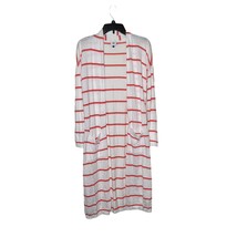 Cabi Open Front Rib Cardigan Tunic Sweater Long Duster Red Striped Women... - £20.23 GBP