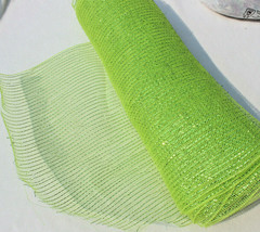 21” x 10 YD LIME GREEN METALLIC DECO MESH WRAP RIBBON WREATHS BOUQUETS - $6.00