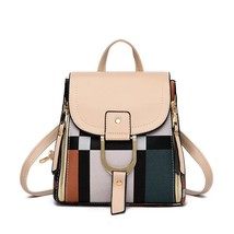 Fashion Small Pu Leather Backpack  Bags For Women Retro Plaid School Knapsack Hi - $147.70