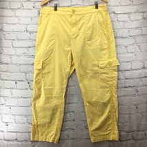 Cosmic Blue Love Yellow Cargo Crop Pants Womens Waist 32&quot; - $19.79