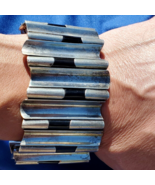 Antonio Pineda Taxco Mexico Sterling Silver Onyx Vintage Bracelet 209 grams - $92,245.85 MXN