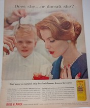 Miss Clairol Hair Color Mom Paying for Little Boy&#39;s Hair Cut Magazine  Ad 1959 - £7.05 GBP