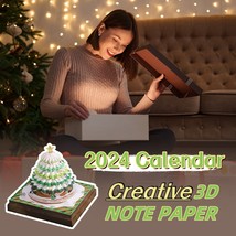 Christmas Tree 3D Three-dimensional Note Book Paper Carving Decor Memo Birthday - £66.22 GBP