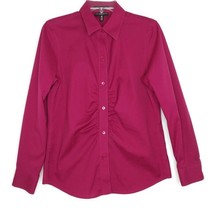 Foxcroft Womens Size 6 Blouse Button Front Long Sleeve Collared Fuchsia - $15.97