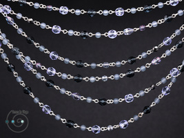 long Czech glass boho necklace, grey and blue, handmade in USA, ooak - £26.75 GBP
