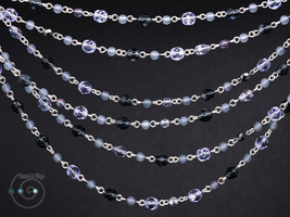 long Czech glass boho necklace, grey and blue, handmade in USA, ooak - £21.58 GBP