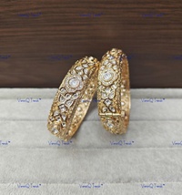 VeronuiQ Trends-Royal Design Gold Plated Polki Bangles - £137.66 GBP