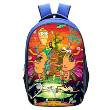 WM Rick And Morty Backpack Daypack Schoolbag Bookbag Blue Type Head - £18.86 GBP