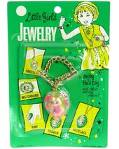 Vintage 60&#39;s Liddle Kiddles Girls Jewelry Clone Klone Pink/Green Heart Bracelet - £101.48 GBP