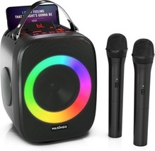 MASINGO Cantando C2 Karaoke Machine – 2 Mics, LED Lights, 3D Sound - $26.96