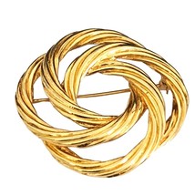 Monet Gold Tone Rope Knot Brooch Signed Pin - £10.50 GBP