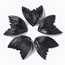 6 Mermaid Tail Charms Black Wing Pendants Acrylic 17mm Curved Fairy Tale Supply - £3.18 GBP