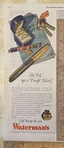 Vintage Print Ad Waterman&#39;s Pen Bright Future Wedding Bands New York 13.... - $11.75