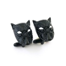 Black Panther Cufflinks Avengers Superhero 3D Mask Metal Black Enamel W Gift Bag - £9.45 GBP