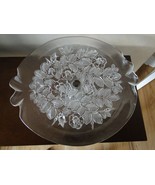 Pedestal Cut/Pressed Glass Cake Display Stand w/flowers/leaves -13.5&quot; Dia - £21.11 GBP