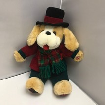 Vintage Main Joy Limited Musical Christmas Dog Caroler Plush Stuffed Animal 14&quot; - £78.65 GBP