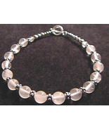 Rose Quartz &amp; Sterling Silver Bali Bead Bracelet 7.5&quot;  925 SS - £11.99 GBP