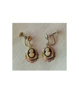 Vintage White on Black Cameo Dangling Screw Back Earrings - €17,41 EUR